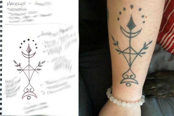 madelyn's magically charged tattoo sigil by Rev. Storm Anderson at Art on You